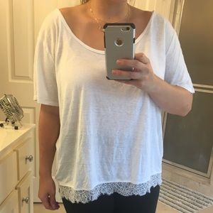 LOFT lace hem T-shirt